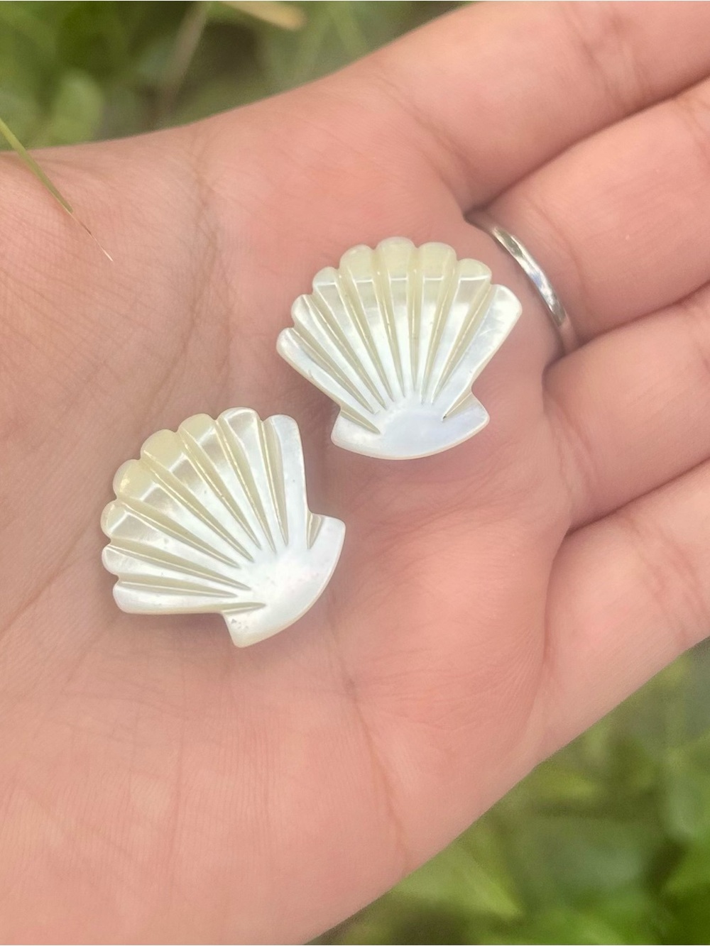 Vintage Carved Mother of Pearl Clip-on Earrings